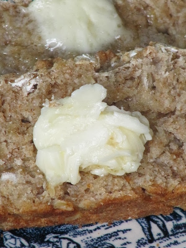 Melting butter on bread. 