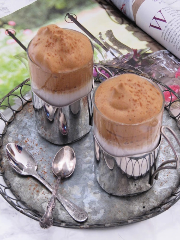Vanilla Dalgona  Whipped Coffee Topped with Cinnamon