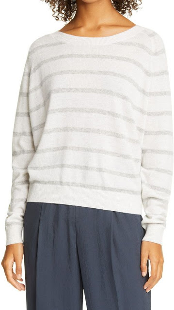 Striped White Cashmere Sweater