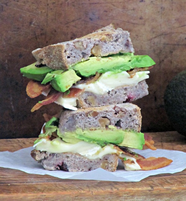 Bacon brie and avocado sandwich