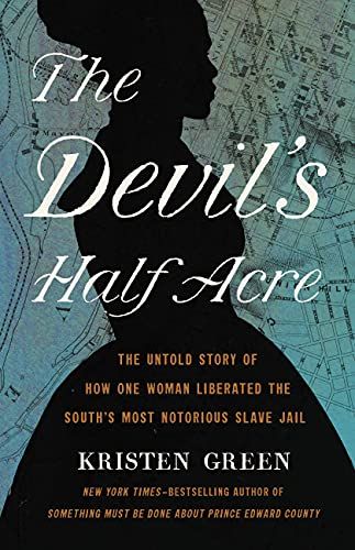 Blue book cover with a black sillohette and the words The Devils Half Acre