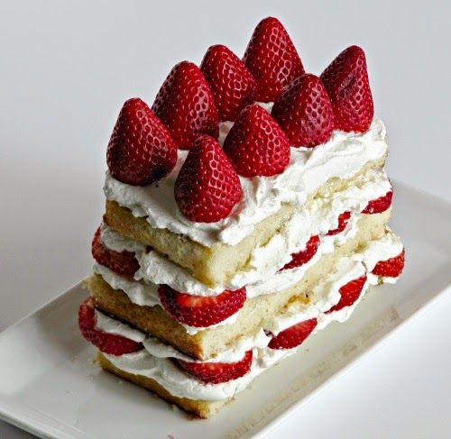 Strawberries and cream filled cake