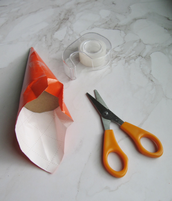 Carrot Surprise Party Favor supplies orange paper, cone, tape