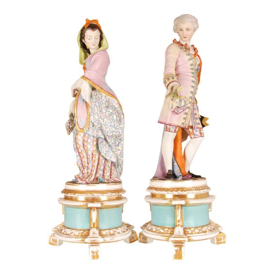 MOTHER’S DAY GIFT IDEAS Antique French Victorian Porcelain Bisqui Old Paris Figurine Boxes- a Pair