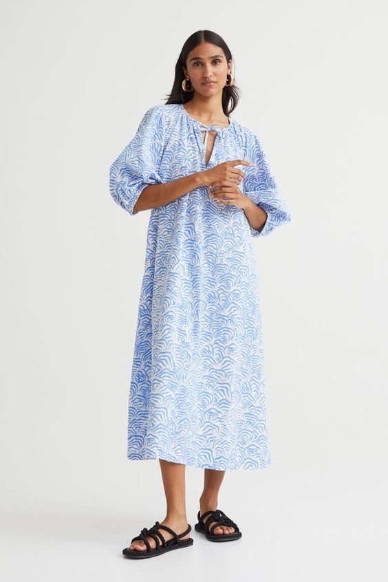 blue and white dress H&M