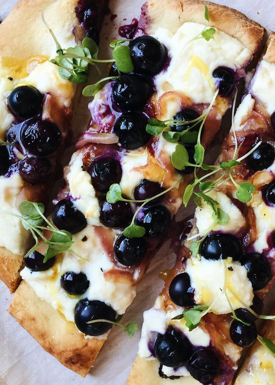 Blueberry, Feta and Honey-Caramelized Onion Naan Pizza
