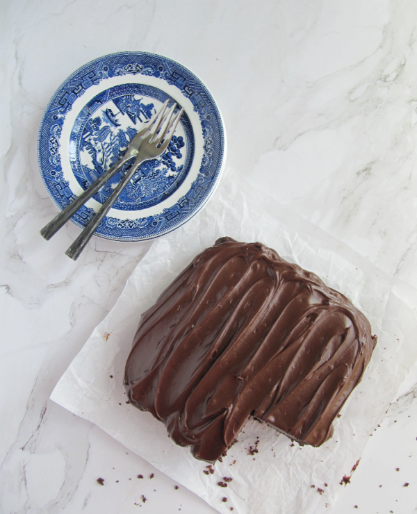 chocolate snack cake with Hershey's perfectly chocolate frosting