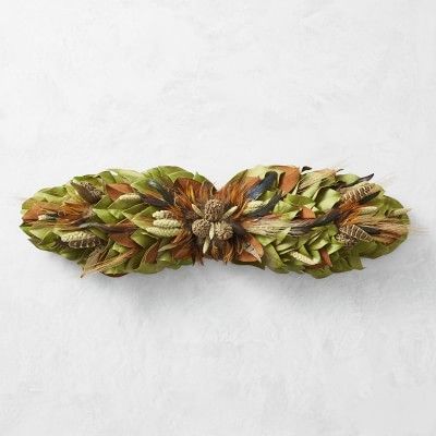 turkey boxwood magnolia centerpiece