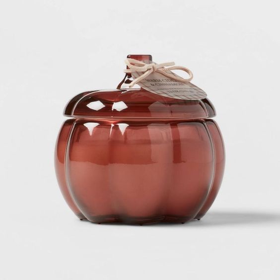 weekend meanderings small cinnamon glass pumpkin candle 