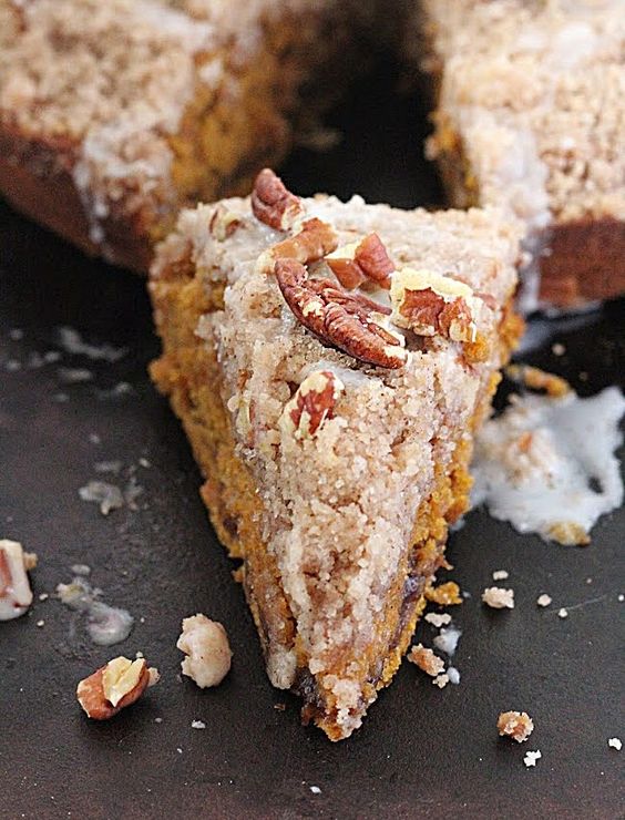 slice of pumpkin coffeecake.
