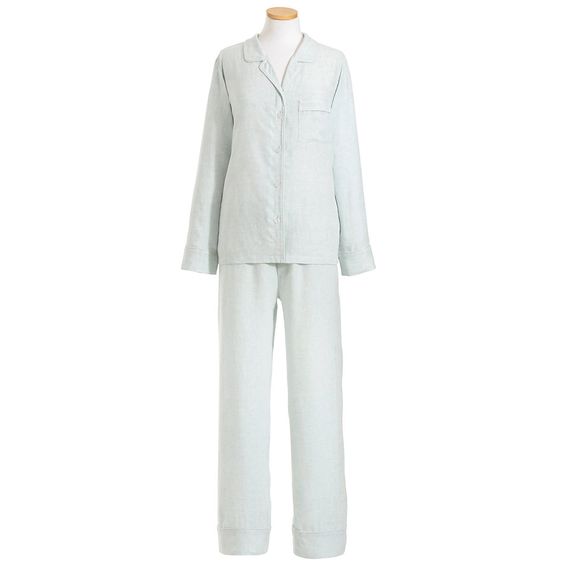 Annie Selkie linen pjs light blue.