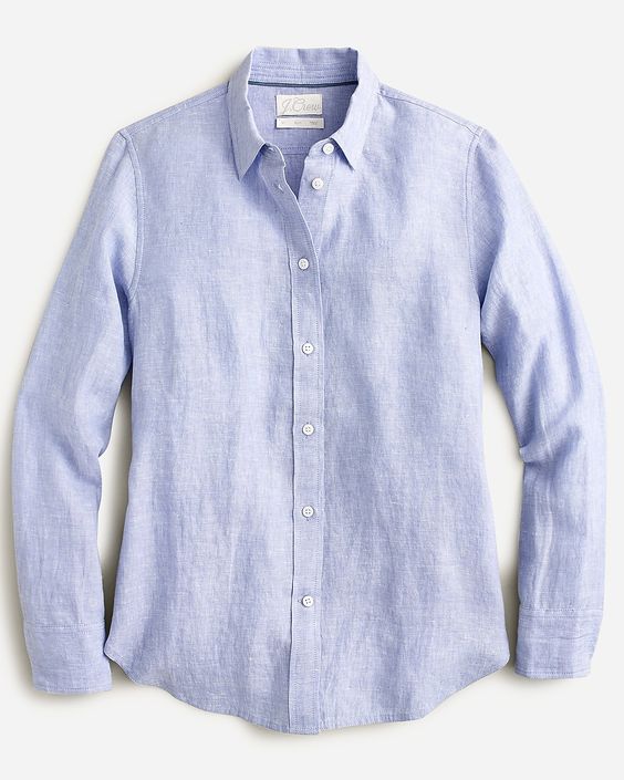 light blue button down linen shirt.