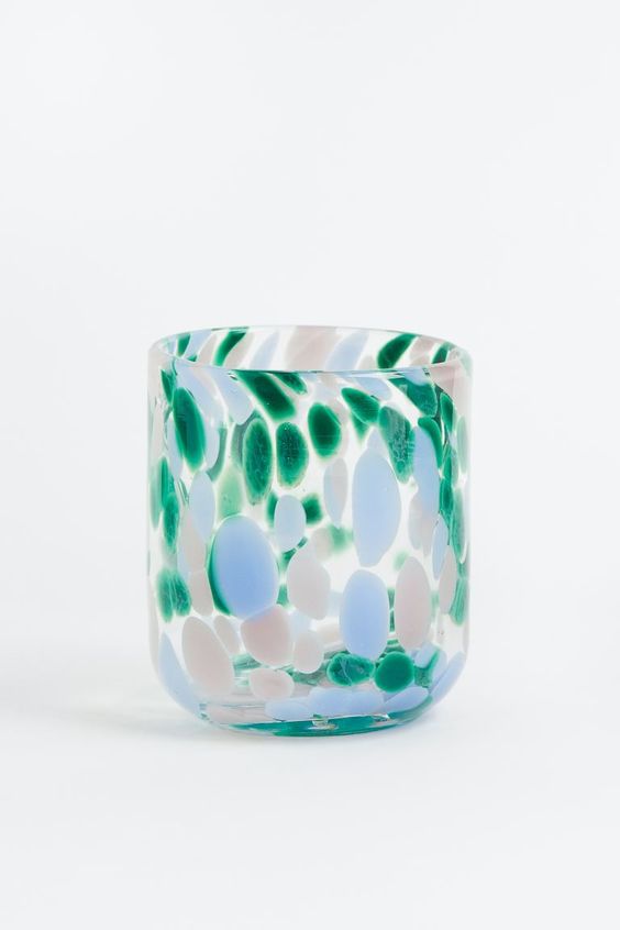 blue, green and white glass.