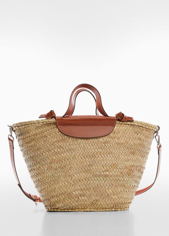 Leather and wicker market tote.