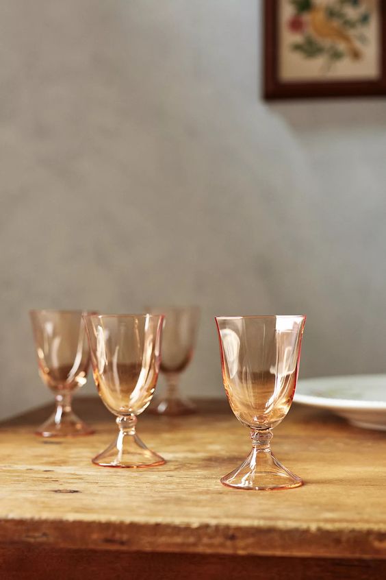 MIMI THORISSONpink wine glasses for anthropologie. 