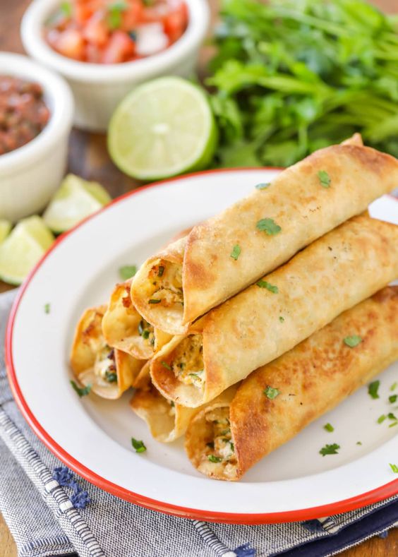 Taquitos and salsa. 