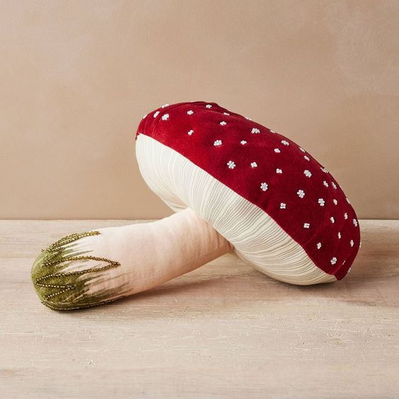 A beautiful beaded mushroom pillow from the John Derian for Target collection.