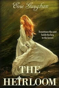 The Heirloom book cover or a woman in a voluminous white dress with her bak to the viewer