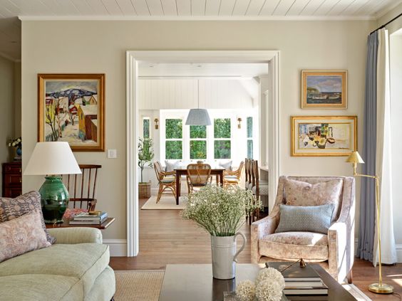 LISETTE VOÛTE DESIGNS LTD living room looking into a dining room. 