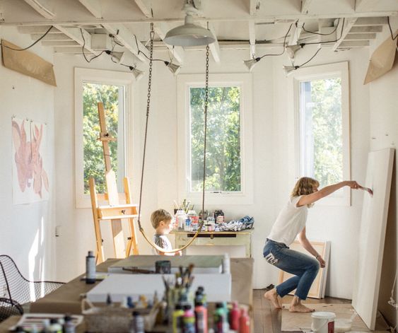 Artist in her studio