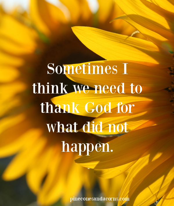 Sometimes I think we need to thank God for what did not happen.