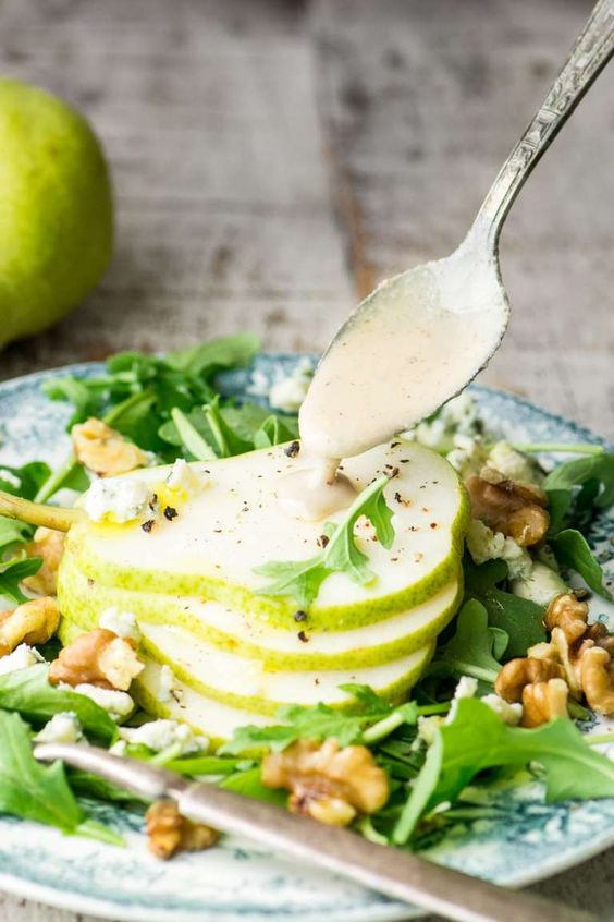Pear Salad with walnut vinaigrette. 