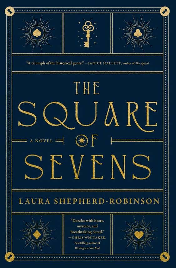 The Square of Sevens book cover, black with gold writing. 