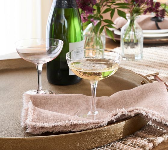 Holiday hostess gifts, champagne and coupes. 