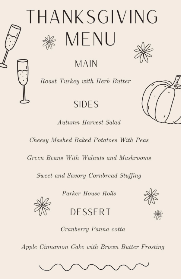 Thanksgiving menu ideas.