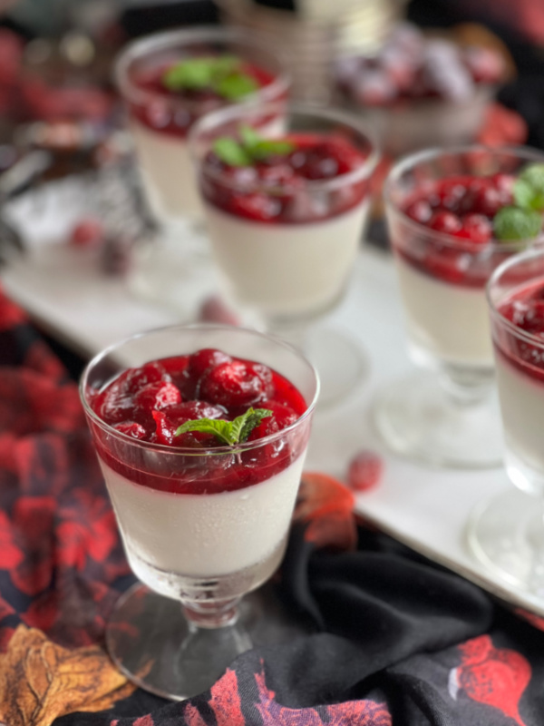 cranberry panna cotta dessert