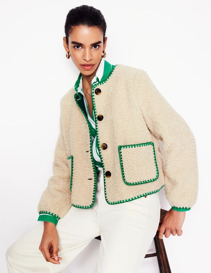 White and Green Jacket Boden. 