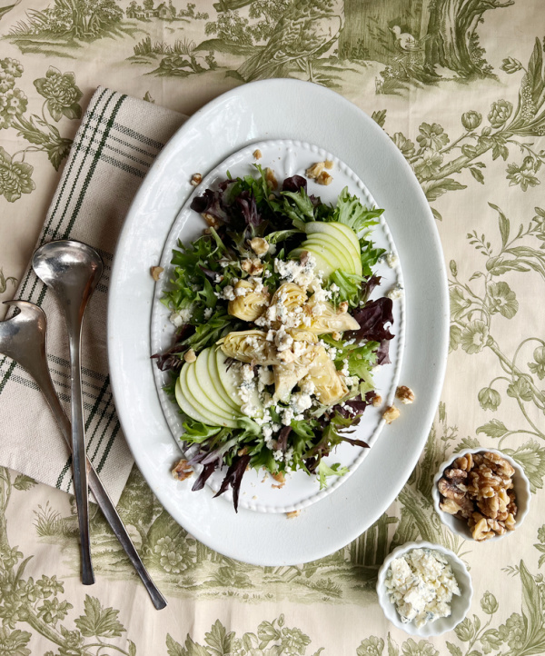 Apple Artichoke Salad with Blue Cheese and Walnuts