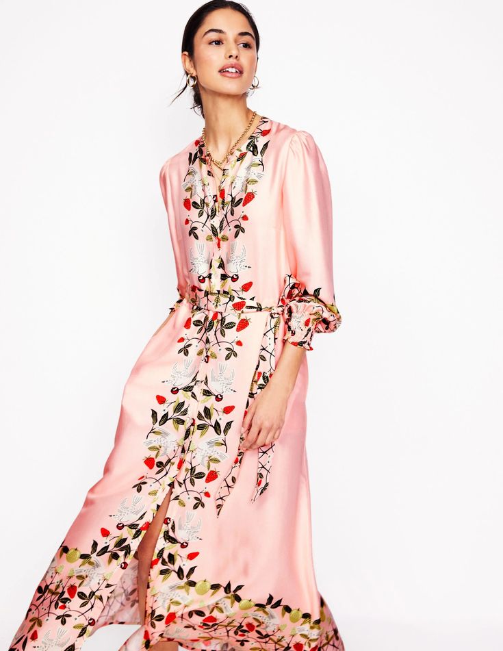 Spring dress pink with blossoms.