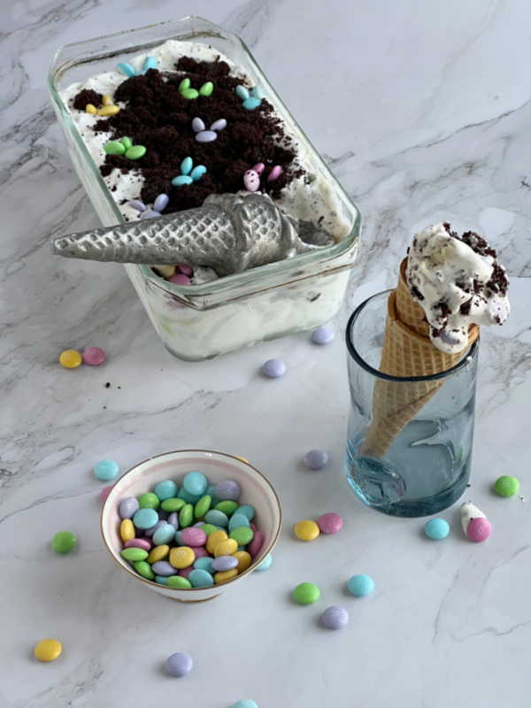 Glass loaf pan with no churn ice cream