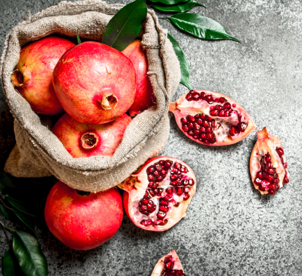 pomegranates in a bag.