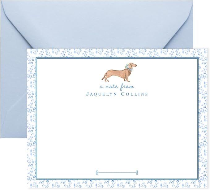 Personalized stationary with a dachshund.