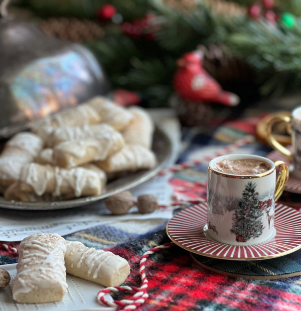 cup oc hot chocolate and cookies.
