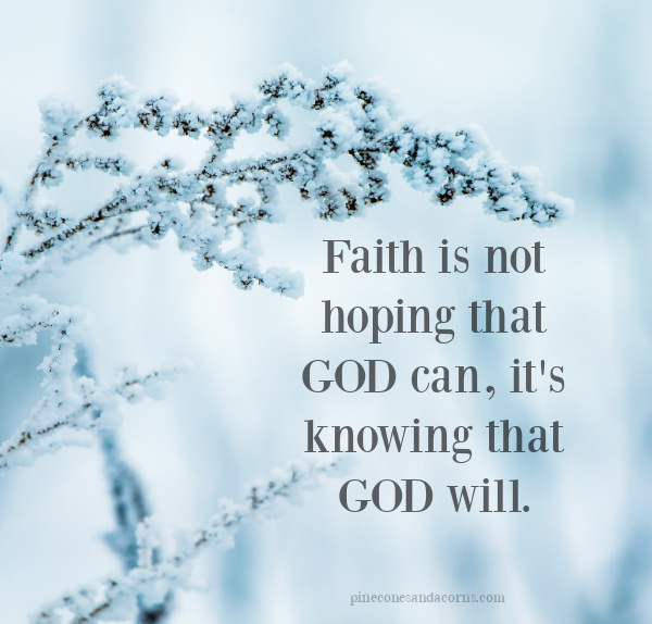 Quote Faith is not hoping that GOD can, it's knowing that GOD will.