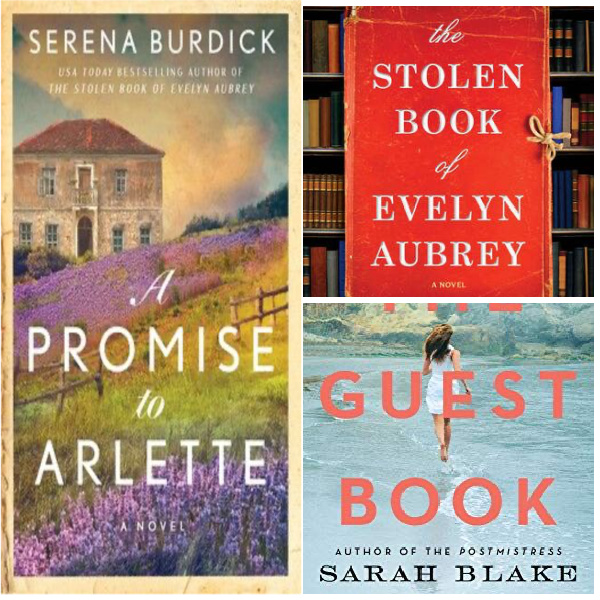 Book collage with books from Sarah Blake and Serena Burdick Friday Favorites. 