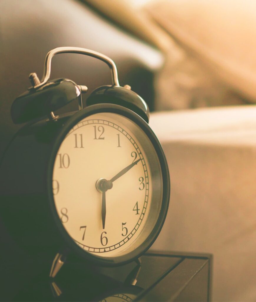 alarm clock in the dark of an early fall morning